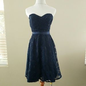 Strapless navy lace cocktail dress sz 2
